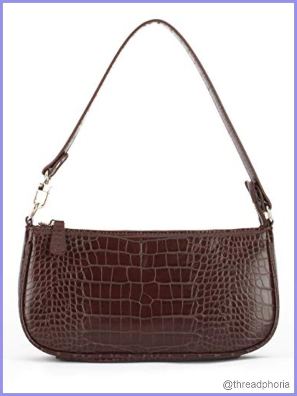 Faux Leather Crocodile Effect Retro Shoulder Purse Handbag Women